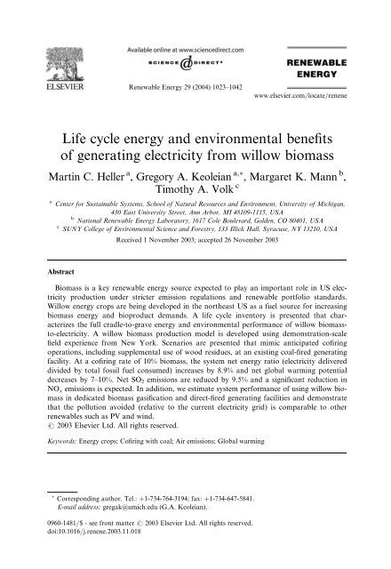 Life cycle energy and environmental benefits of ge... - ResearchGate