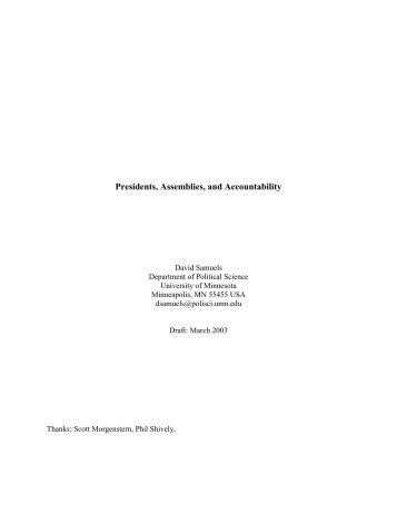 Presidents, Assemblies, and Accountability - EPGE/FGV