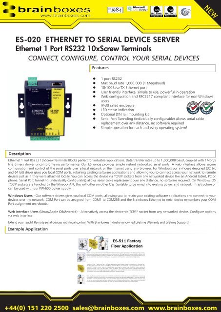 Ethernet 1 Port RS232 10xScrew Terminals - Farnell