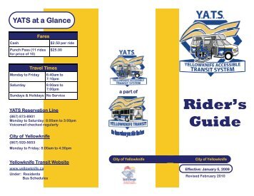 Yellowknife Accessible Transit Riders Guide Brochure - NWT ...