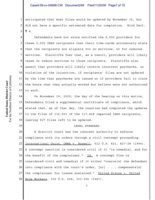 View order granting contempt sanctions & enforcing injunction.