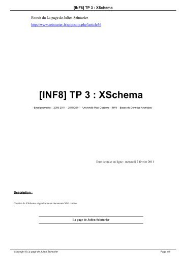 [INF8] TP 3 : XSchema - La page de Julien Seinturier