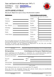 Aufnahmeantrag mit BeitragsÃ¼bersicht - TSV Betzigau