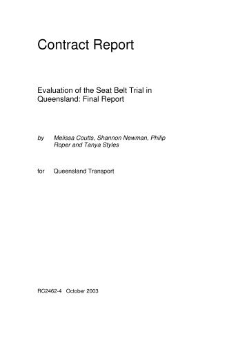 Seat belt trial report - Department of Transport and Main Roads