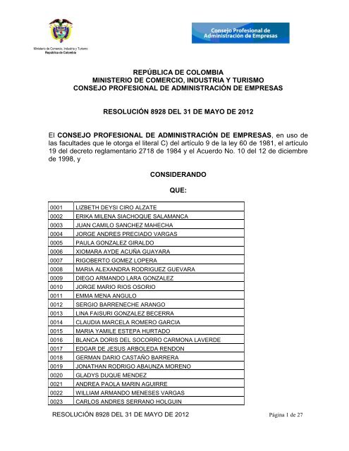 8928 - Consejo Profesional de Administración de Empresas