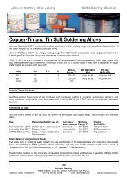 Copper-Tin and Tin Soft Soldering Alloys - Johnson Matthey Metal ...