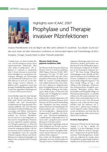 Prophylaxe und Therapie invasiver Pilzinfektionen - Infektionsnetz