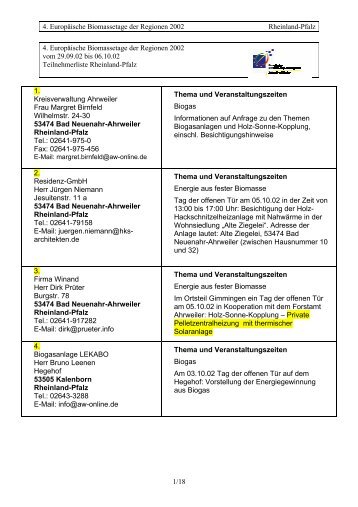 4. Europäische Biomassetage der Regionen 2002 Rheinland-Pfalz ...