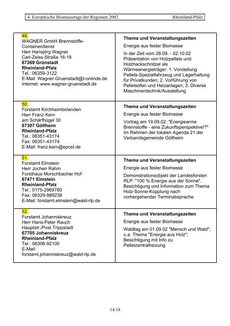 4. Europäische Biomassetage der Regionen 2002 Rheinland-Pfalz ...