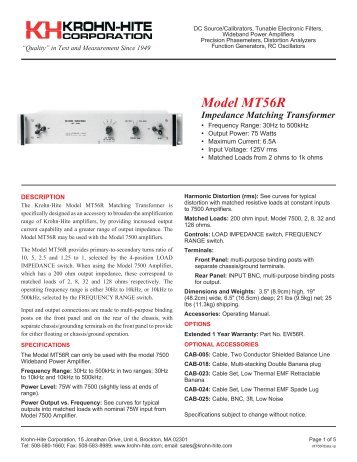 Model MT56R - Krohn-Hite Corporation