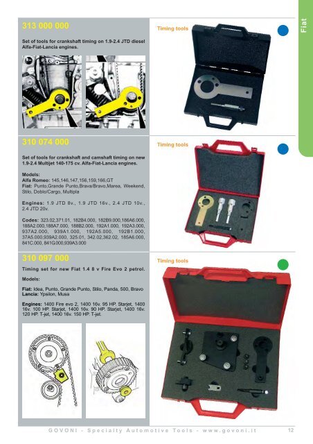 GOVONI - Specialty Automotive Tools - www.govoni.it 9 Timing tools ...