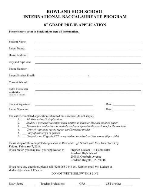 IB 8th Grade Complete Application.pdf - Rowland High School