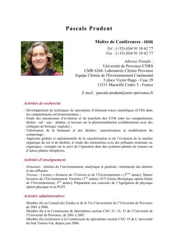 Pascale Prudent - Laboratoire Chimie Provence