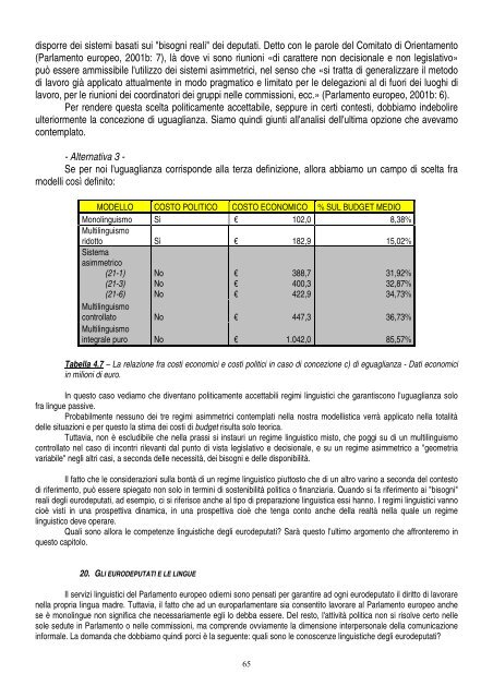 la relazione fra costi economici e costi politici del multilinguismo nell ...