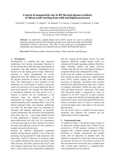 Control of nanoparticle size in RF thermal plasma synthesis of ...