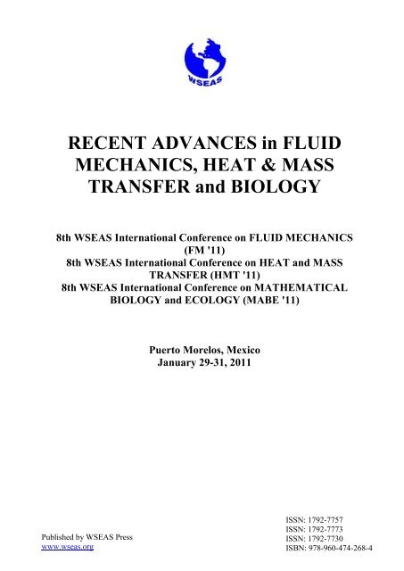 RECENT ADVANCES in FLUID MECHANICS, HEAT ... - Wseas.us