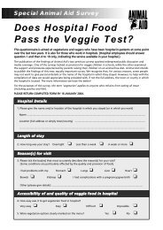 Hospital Vegetarian Food Questionnaire - Animal Aid