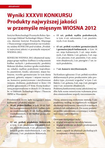 Wyniki XXXVII KONKURSU Produkty najwyÅ¼szej jakoÅci w ...