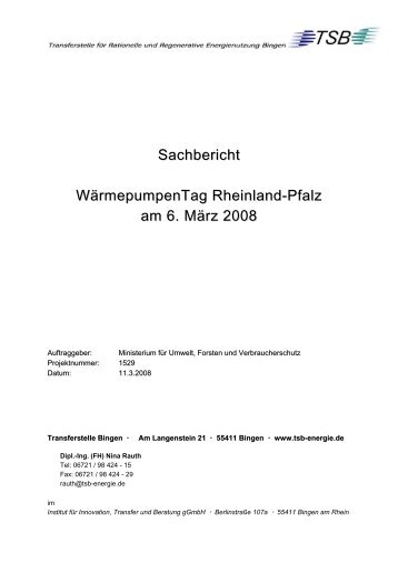WärmepumpenTag Rheinland-Pfalz 6. März 2008 an der ...