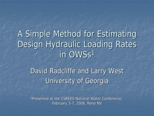 A simple method for estimating design hydraulic loading rates in ...