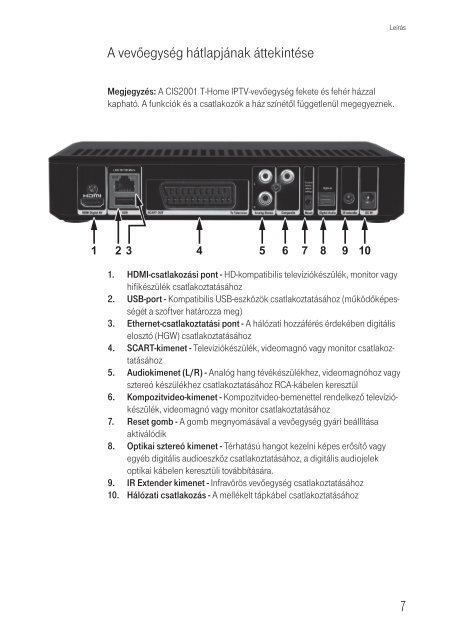 Cisco Cis2001 IPTV vevÅ‘egysÃ©g kezelÃ©si ÃºtmutatÃ³ - T-Home