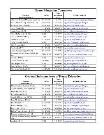 House Education Committee General Subcommittee of House ...