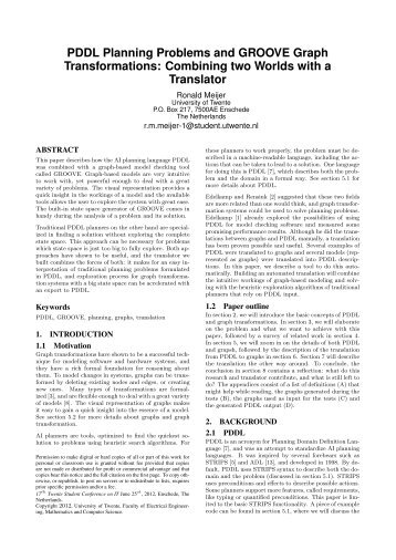 PDDL Planning Problems and GROOVE Graph Transformations ...