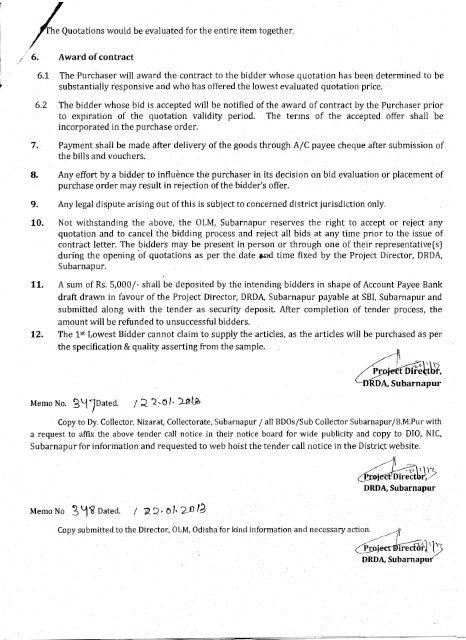 Quatation Call Notice No. 346 - Subarnapur