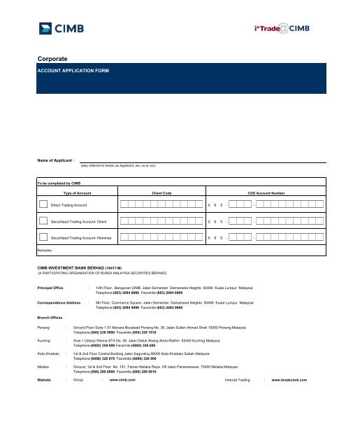 Corporate - i*Trade@CIMB MY