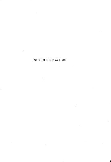 NOVUM GLOSSARIUM - Glossaria