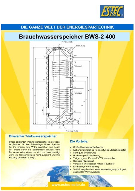 Brauchwasserspeicher BWS-2 400 - Solaranlagen