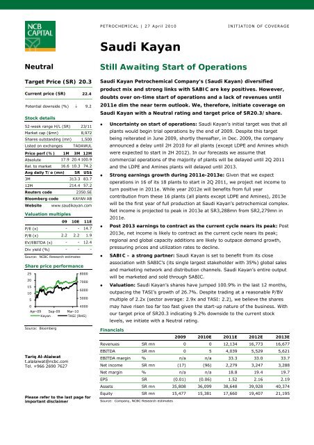 Saudi Petrochemicals - NCBC