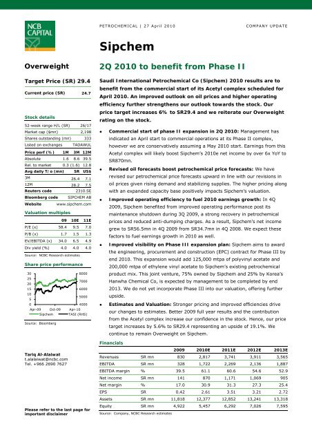 Saudi Petrochemicals - NCBC