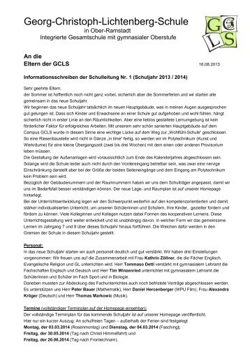 Elternbrief vom 16.08.2013 - Georg-Christoph-Lichtenberg-Schule ...