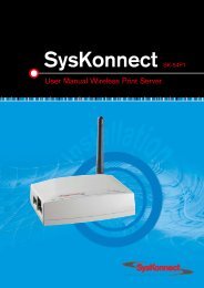 Connection to the SysKonnect SK-54P1 802.11g Wireless Print Server