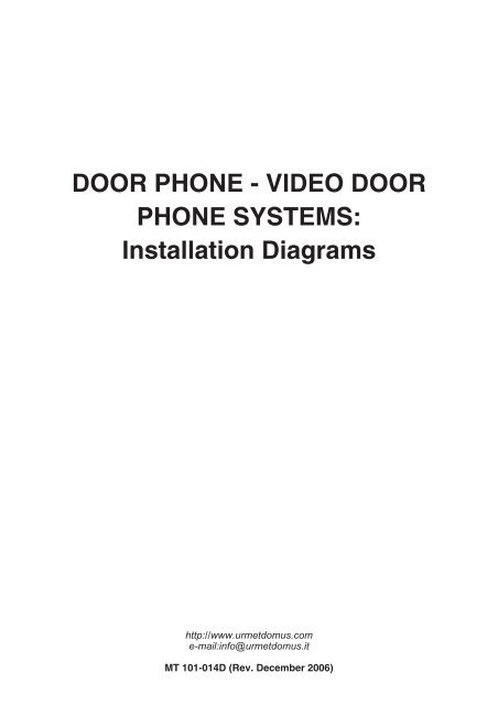 DOOR PHONE - VIDEO DOOR PHONE SYSTEMS: Installation - Urmet