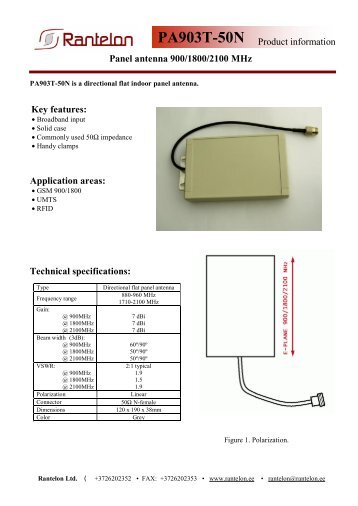 PA903T-50N Product information Panel antenna 900 ... - Rantelon