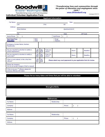 Individual Volunteer Application Form - Goodwill of Greater ...