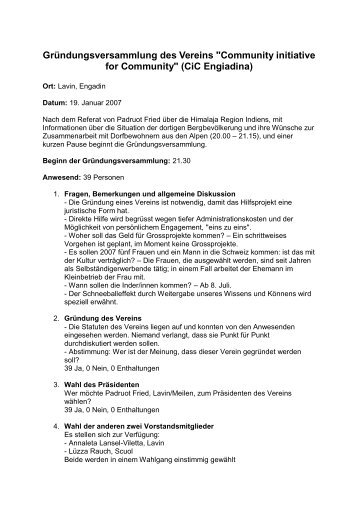 Protokoll der GrÃ¼ndungsversammlung - Ãber CiC-Engiadina