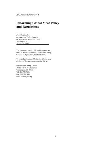 Reforming Global Meat Policy and Regulations - International Food ...