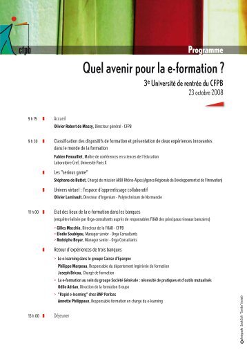 Quelle avenir pour la e-formation - CFPB