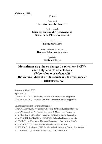 Se (IV) - chez l'algue verte unicellulaire Chlamydomonas reinhardtii