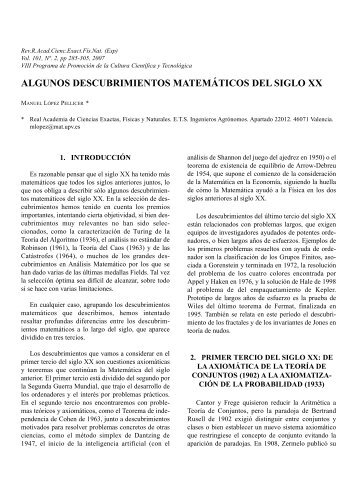 algunos descubrimientos matemÃ¡ticos del siglo xx - Real Academia ...