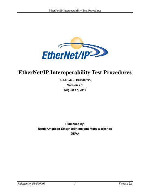 EtherNet/IP Interoperability Test Procedures - ODVA