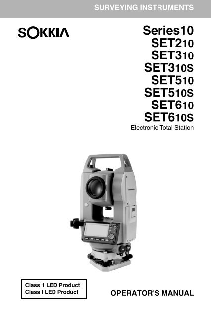 Instruction manual Sokkia SETx10 - Glm-laser.com
