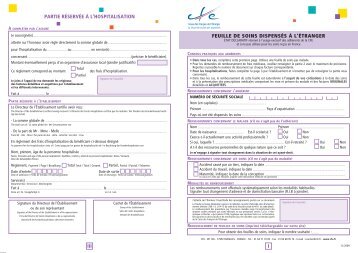 Feuille de soins dispensÃ©s Ã  l - Caisse des FranÃ§ais de l'Etranger
