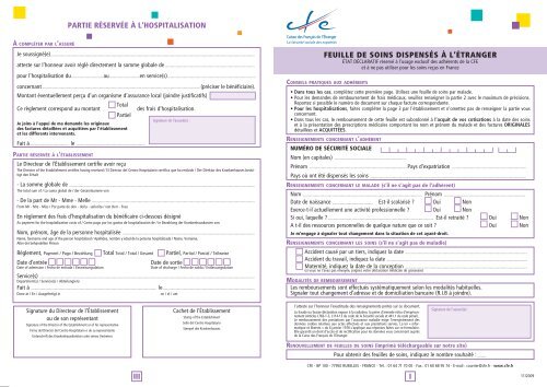 Feuille de soins dispensÃ©s Ã l - Caisse des FranÃ§ais de l'Etranger