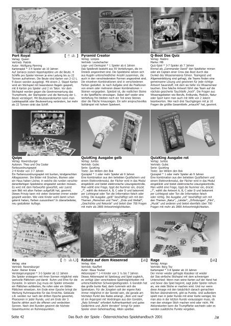 Spielehandbuch 2001 - Ãsterreichisches Spiele Museum