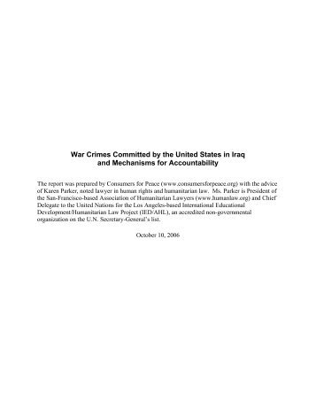 War Crimes Committed by the United States in Iraq and Mechanisms ...