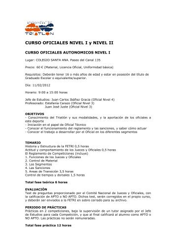 CURSO OFICIALES NIVEL I y NIVEL II - FederaciÃ³n Aragonesa de ...